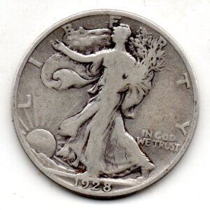 1928 S Walking Liberty Half - 90% Silver - Excellent condition